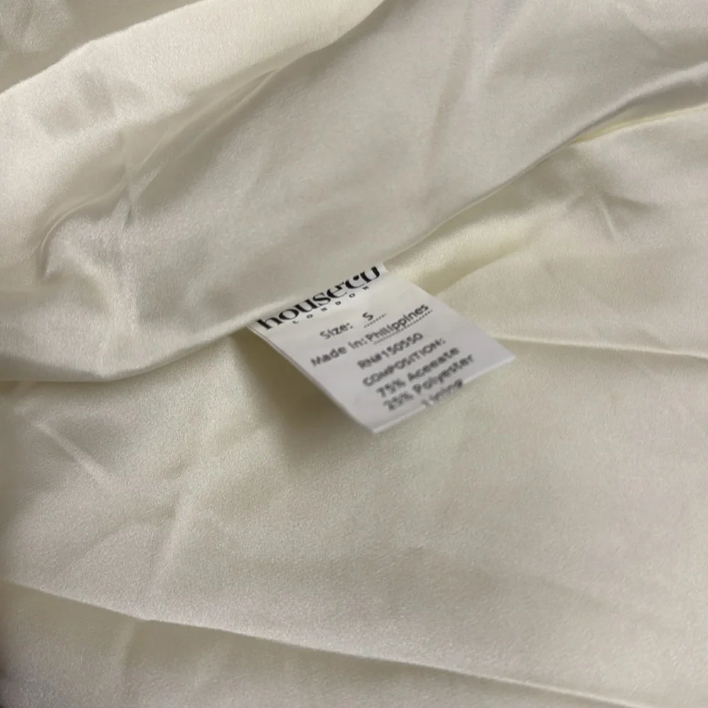 NWOT HOUSE OF CB Shiema ivory satin tie front mini dress sz S_6